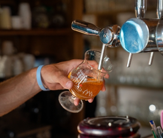 The bar at Les Bords de Loue campsite in Jura is open every evening in July and August.